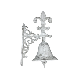 [LA775] CAMPANA DE PARED CON FLOR DE LIS COLOR BLANCO VINTAGE